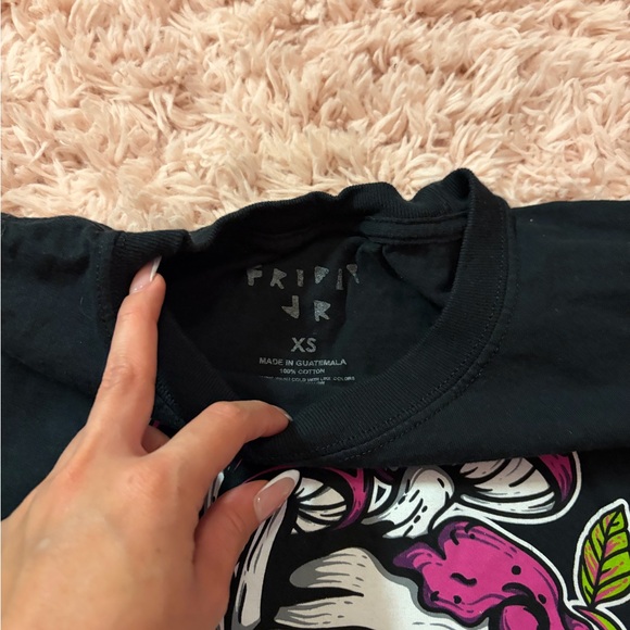 Hot Topic Fairycore Mushroom Skull Goth Alt Black Short Sleeve T Shirt XS - Picture 3 of 4